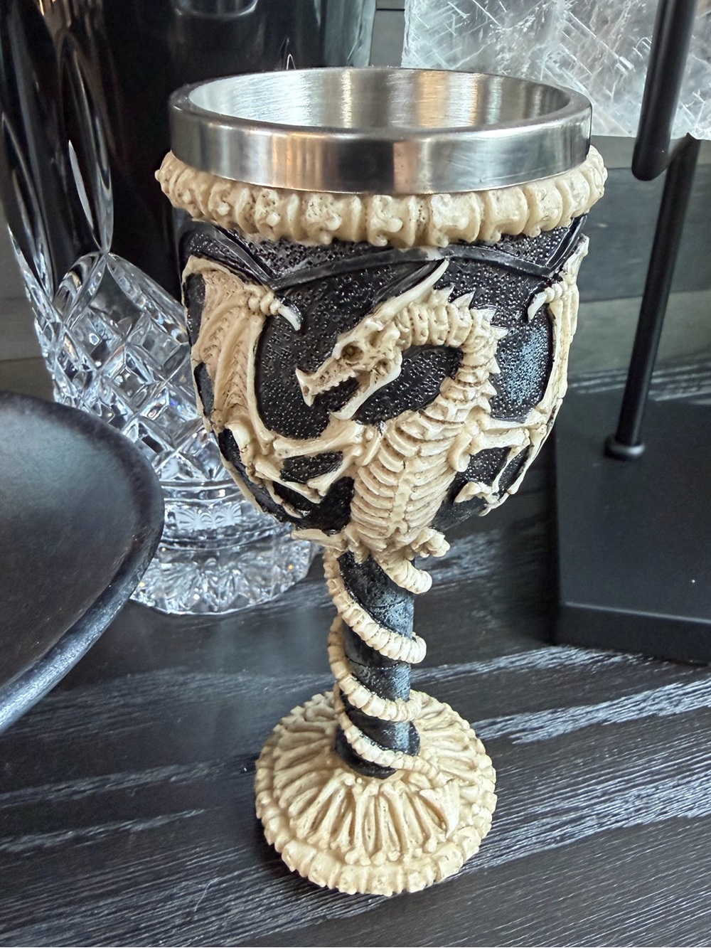 New Medieval Dragon Skeleton Ossuary Goblet